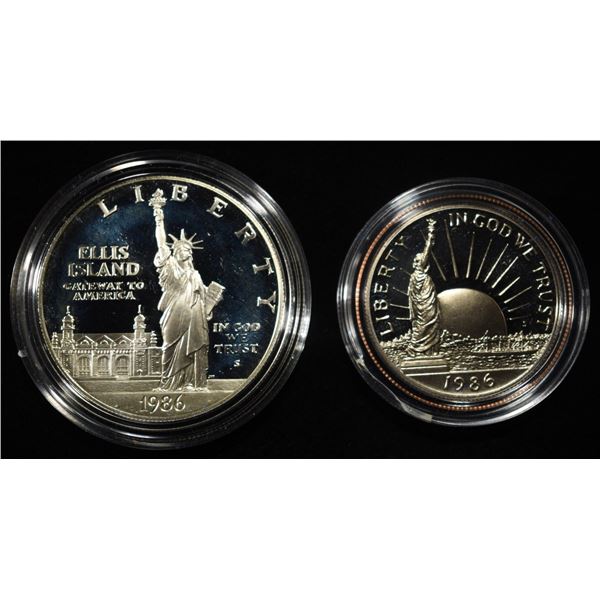 1986-S SET STATUE OF LIBERTY 2 PIECE PR