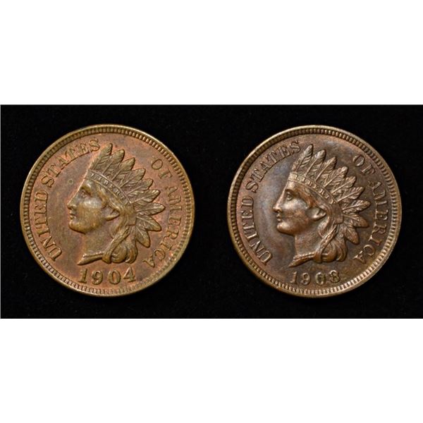 1904 & 1908 INDIAN CENTS BU