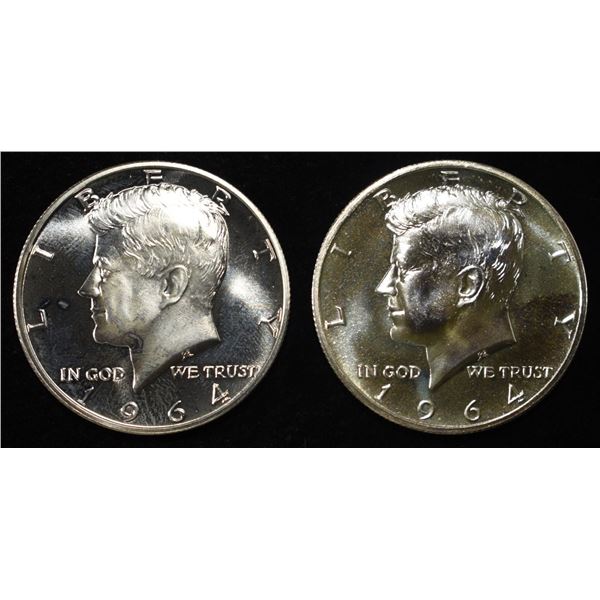 (2) 90% SILVER 1964 KENNEDY HALF DOLLARS PROOF BU
