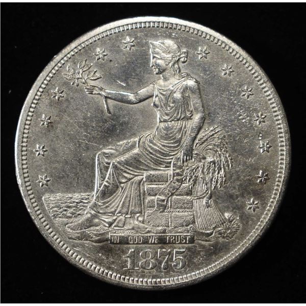 1875-CC TRADE DOLLAR BU SOME OLD CLEANING