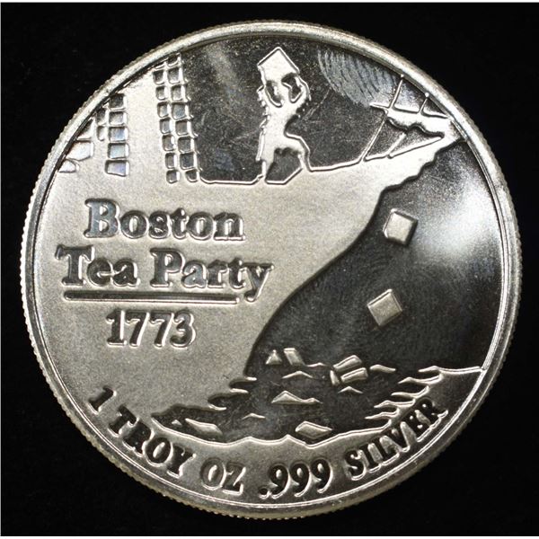 BOSTON TEA PARTY 1 OZ .999 SILVER ROUND