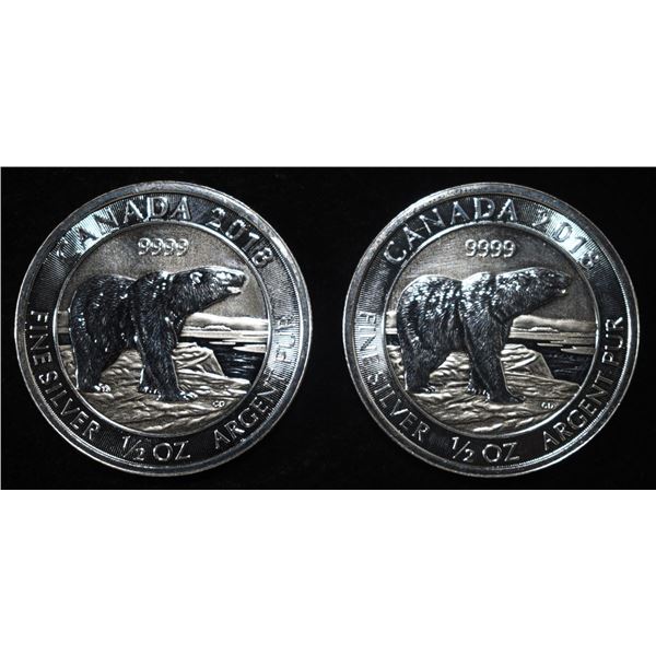 (2) 2018 POLAR BEAR .5 OZ .999 SILVER ROUNDS