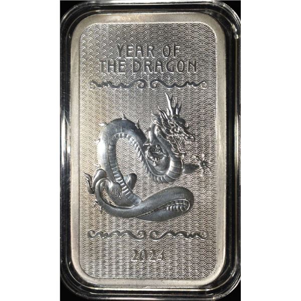 THE YEAR OF THE DRAGON  5 OZ .999 SILVER BAR