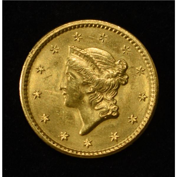 1849 OPEN WREATH, NO L $1 GOLD CH TO GEM BU