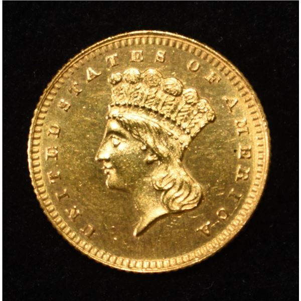 1866 $1 GOLD-TYPE 3 GEM BU PROOFLIKE