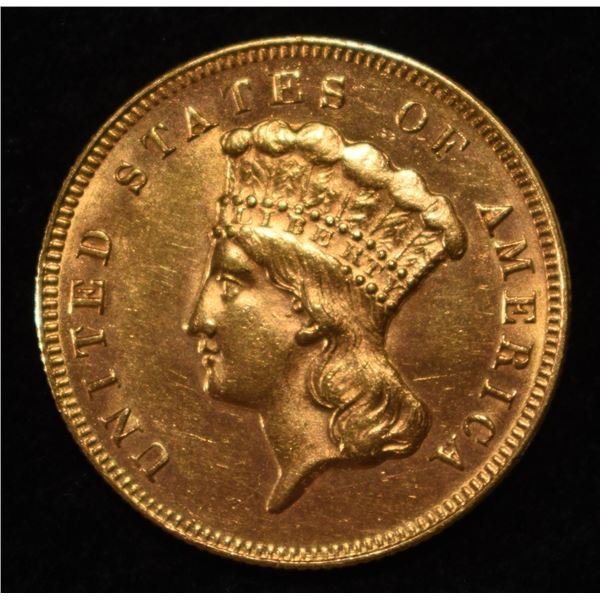 1874 $3 PRINCESS GOLD VERY CHOICE BU