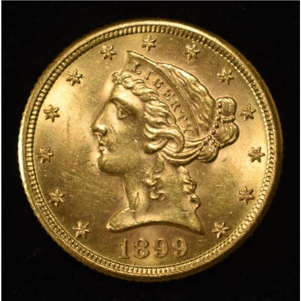 1899-S $5 LIBERTY GOLD GEM BU