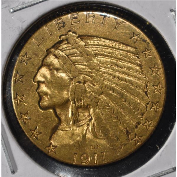 1911-D $5 INDIAN GOLD NICE ORIG AU