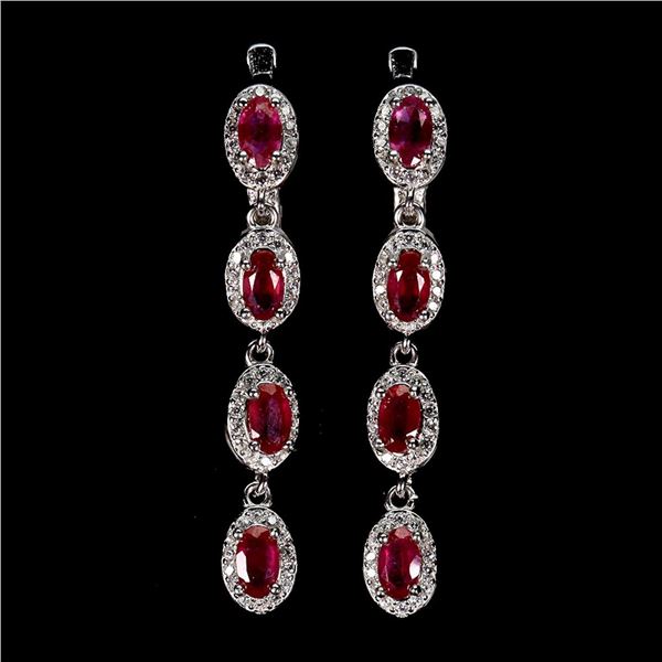 Natural Pigeon Blood Red Ruby Earrings