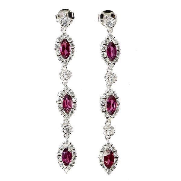 Natural Marquise Rhodolite Garnet Earrings