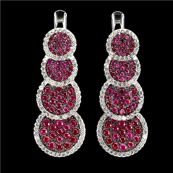 Natural Burma Red Ruby Earrings