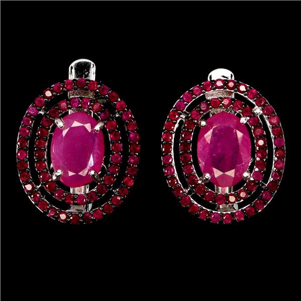 Natural Red Ruby Earrings