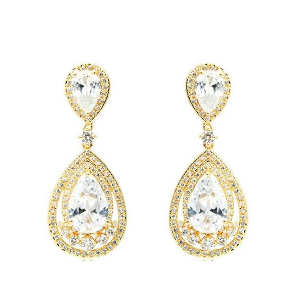 Gold & White Diamond 5.50 Cts Drop Earrings