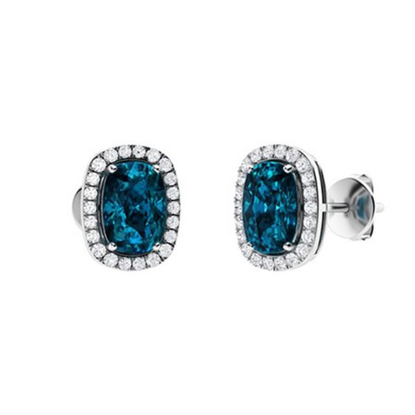 Gold Natural London Topaz Diamonds EarStuds