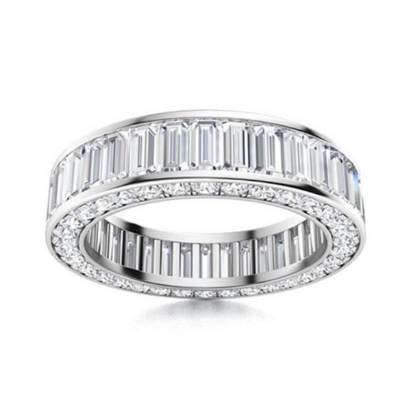 Gold & Lab Round Diamond 5.23 Cts Eternity Ring