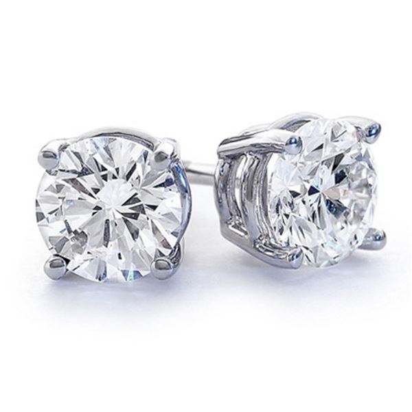 Gold & Brilliant White Diamond 6.03 Cts Earrings Studs