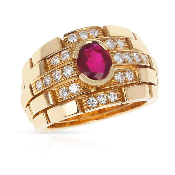 Gold & Natural Ruby  White Diamond  Ring