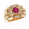 Image 1 : Gold & Natural Ruby  White Diamond  Ring