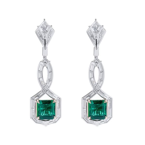 Emerald & Diamond Drop EarRings