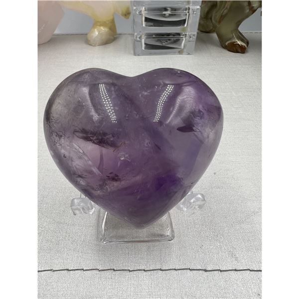 2.1 INCH  AMETHYST  CRYSTAL HEART(GOOD AURA SHINE)