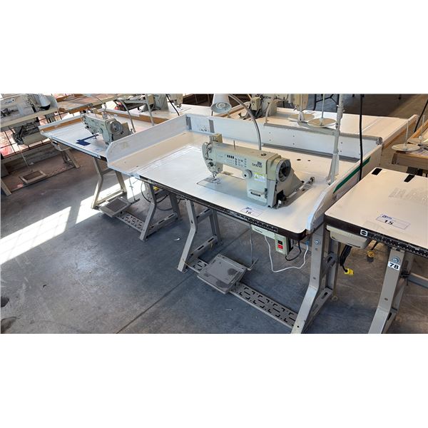 BROTHER DB2-B722-405 INDUSTRIAL, SINGLE-NEEDLE LOCKSTITCH SEWING STATION WITH NEEDLE FEED TRANSPORT