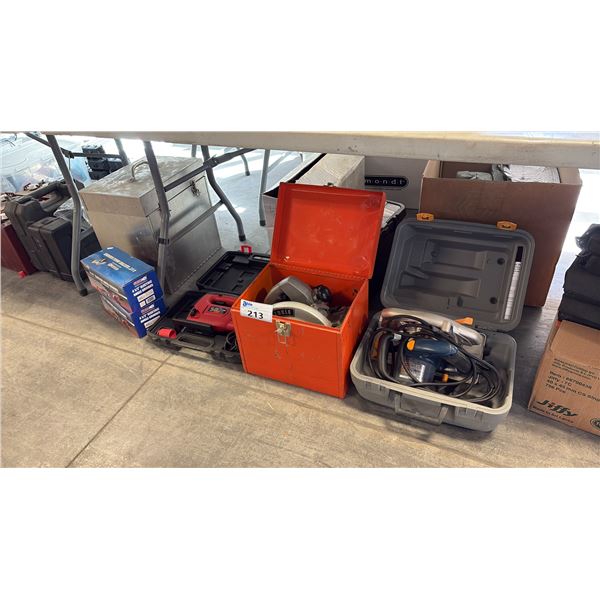 ASSORTED POWER TOOLS INCL CIRCULAR SAWS, JIGSAW AND GRINDERS