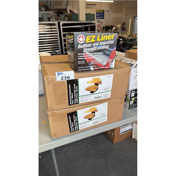 UNIVERSAL YELLOW TRACTOR SEATS W/ MECHANICAL SUSPENSION SYSTEM AND EZ LINER TRUCK BEDLINER