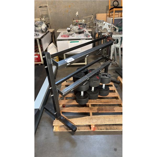 2-TIER DUMBBELL RACK W/ DUMBBELLS INCL HAMMER STRENGTH 90 LB COMMERCIAL-GRADE FREE WEIGHTS