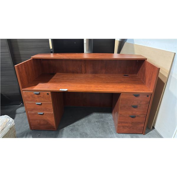 CHERRY 6'X3.5X RECEPTION DESK
