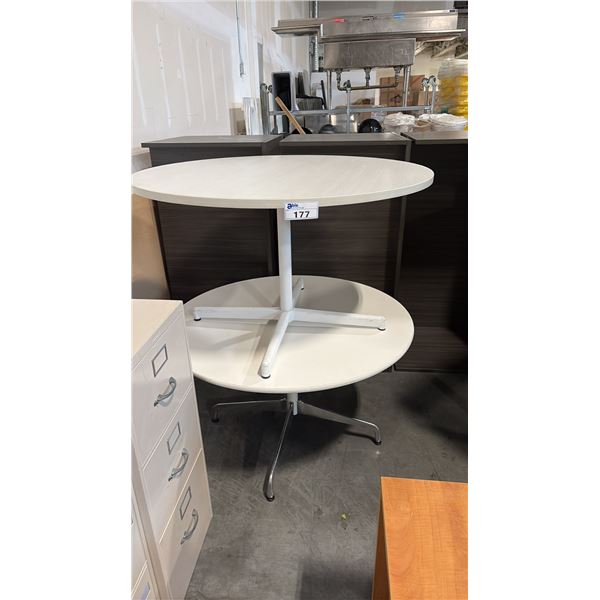 2 GREY 48" ROUND LUNCHROOM TABLES