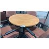 Image 2 : 1 MAPLE AND 1 LIGHT MAPLE 30" ROUND TABLE AND 7 ROSE TILTER CHAIRS