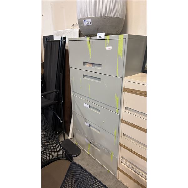 GREY 5 DRAWER LATERAL FILE CABINET
