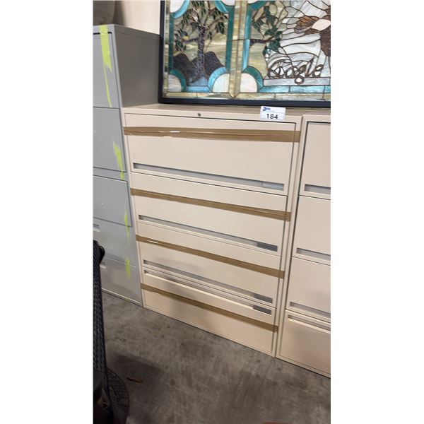 BEIGE 4 DRAWER LATERAL FILE CABINET