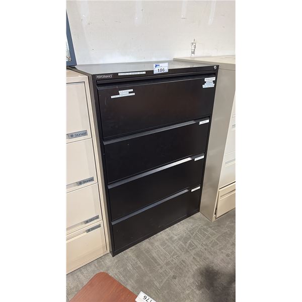 BLACK 4 DRAWER LATERAL FILE CABINET