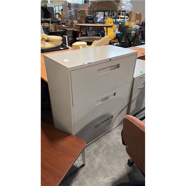 BEIGE 3 DRAWER LATERAL FILE CABINET