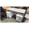 Image 1 : SMALL GREY COMPUTER TABLE AND 2 MOBILE PERSONAL FILE CABINETS