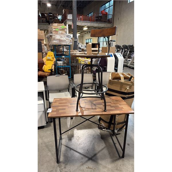 SMALL WOODEN TABLE AND STOOL