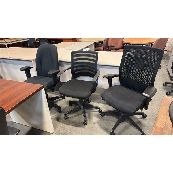 7 ASSORTED BLACK TASK CHAIRS WITH CONDITION ISSUES