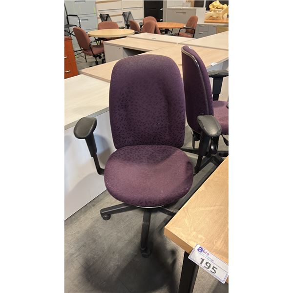 6 PURPLE TASK CHAIRS WITH CONDITION ISSUES