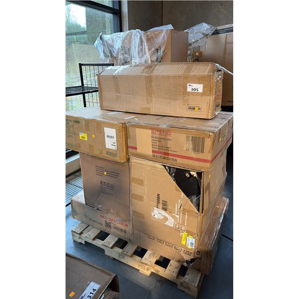 6 READY TO ASSEMBLE FURNITURE INCL ARTIFICIAL HOLIDAY TREE, BROWN WINGBACK SIDE CHAIR, DINING CHAIR