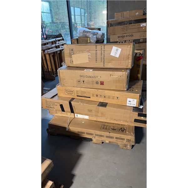 9 READY TO ASSEMBLE FURNITURE INCL LASZLO BOOKCASE, MULTIFUNCTIONAL FARMHOUSE-STYLE ENTRYWAY TABLE