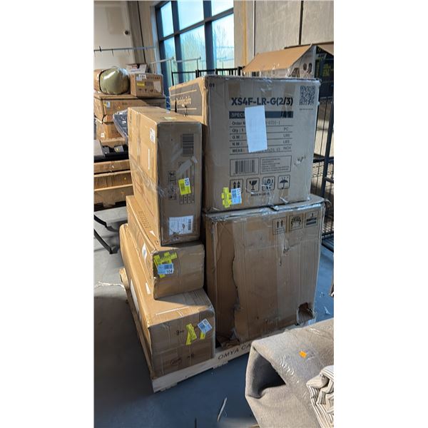 5 READY TO ASSEMBLE FURNITURE INCL CHITA ACCENT CHAIR, PART OF RECLINING SOFA AND MORE