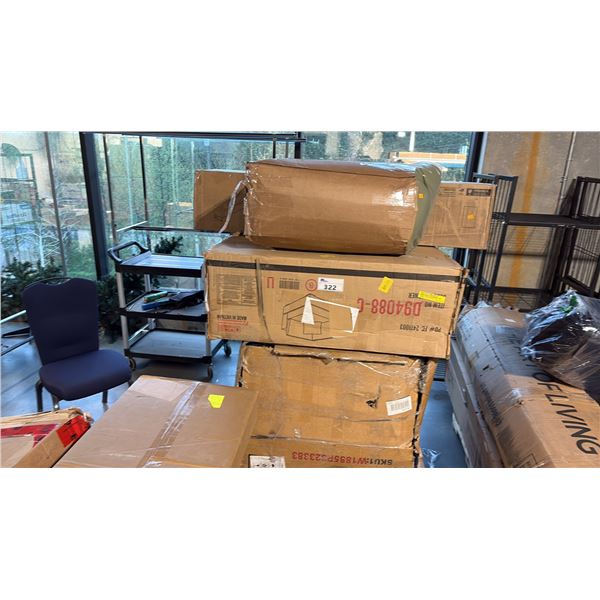 4 READY TO ASSEMBLE FURNITURE INCL CONVERTIBLE SOFA, SQUARE CORNER MODULAR AND MORE