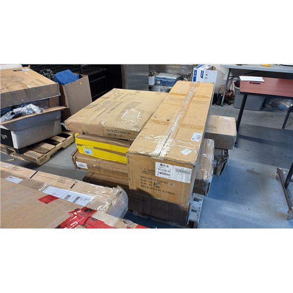 7 READY TO ASSEMBLE FURNITURE INCL BED FRAME, COFFEE TABLE, BOOK SHELF AND MORE