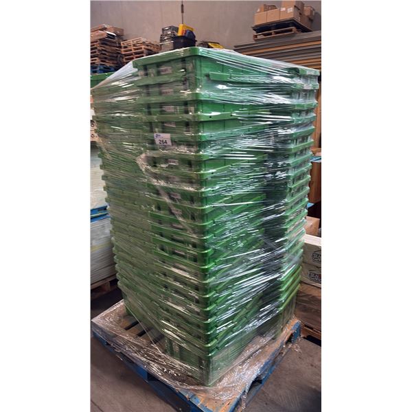 PALLET OF GREEN OPEN TOTES
