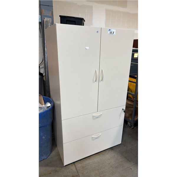 BEIGE 5.5'H 2 DRAWER LATERAL FILE/DOUBLE DOOR CABINET