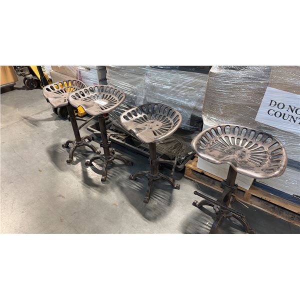 4 METAL TRACTOR SEAT STOOLS