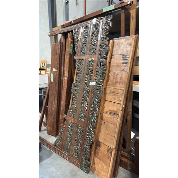 LARGE LOT OF CARVED EXOTIC RECLAIMED ASSORTED PLANKS