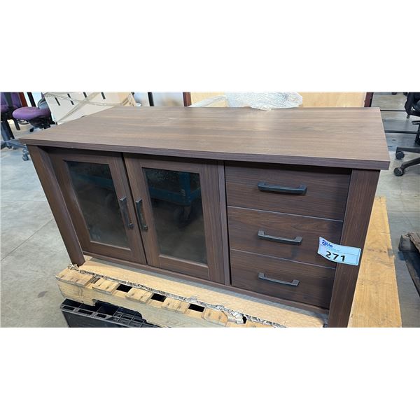 DARKWOOD 42"W TV STAND AND 2 WINE RACKS