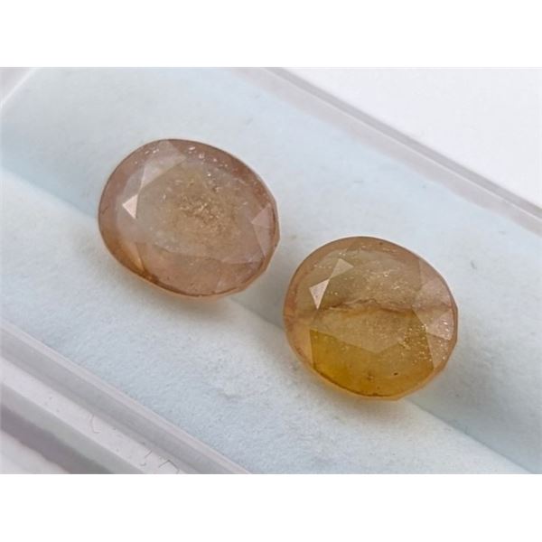 8.12 ct Certified Kashmir Yellow Sapphire gemstone Pair ($8,100 Appraisal)